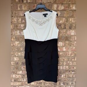 Jessica Howard Black & White Tiered Beaded Dress Women’s Size 16 NWT MSRP $120